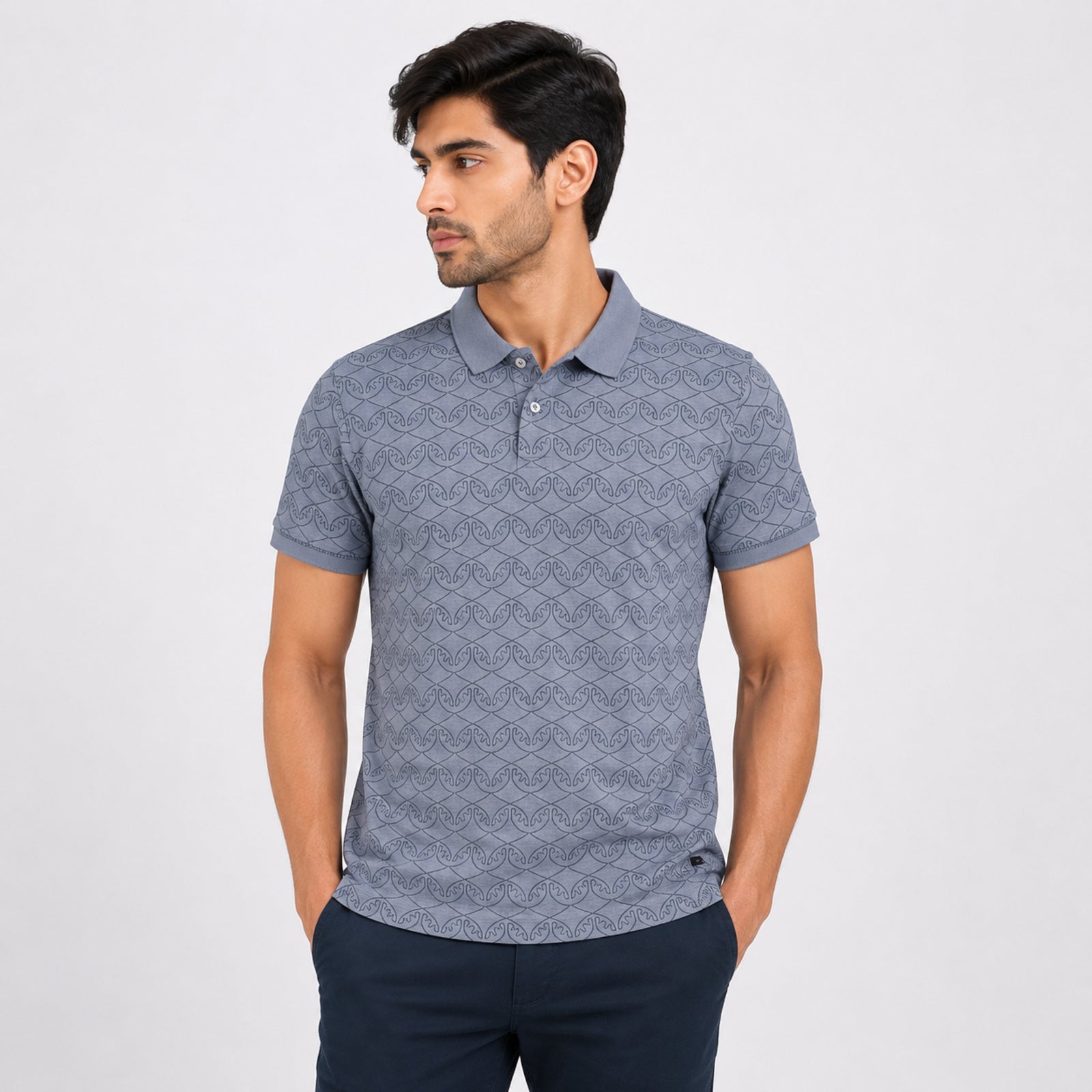 Men's Ocean Crest Textured Polo T-Shirt-4