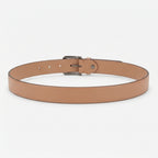 Women’s Elegant Smooth Tan Leather Belt with Textured Antique Gunmetal Buckle-2