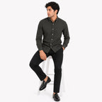 Men's Olive Green Button-Down Collar Full Sleeve Shirt with Chest Pocket-1