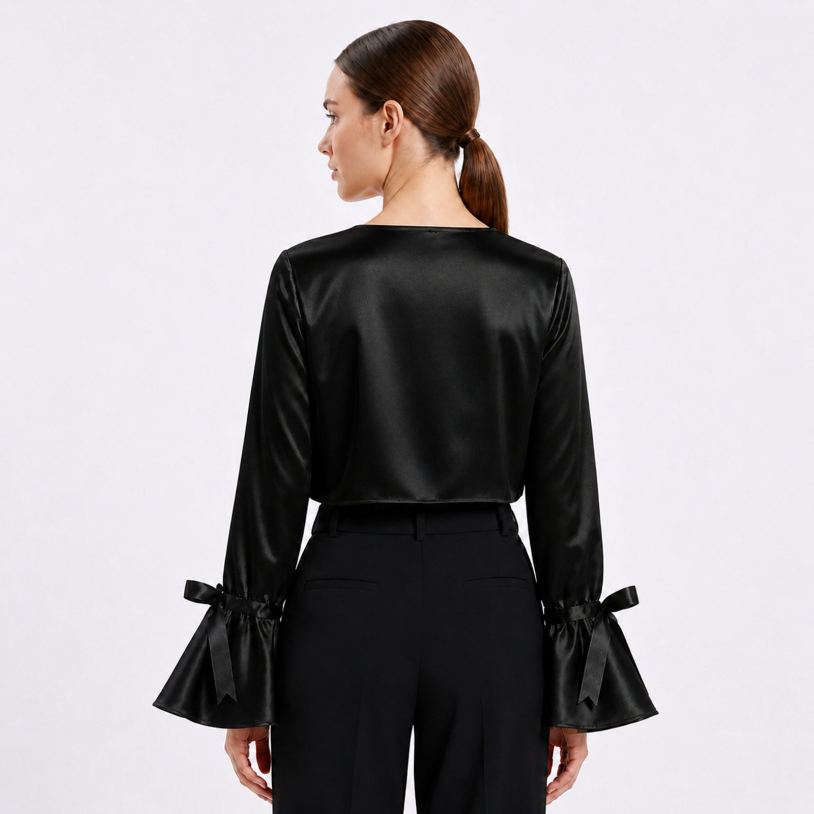 Black Elegance Cropped Shrug Top-4
