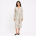 Ivory Abstract Wrap Midi Dress-2