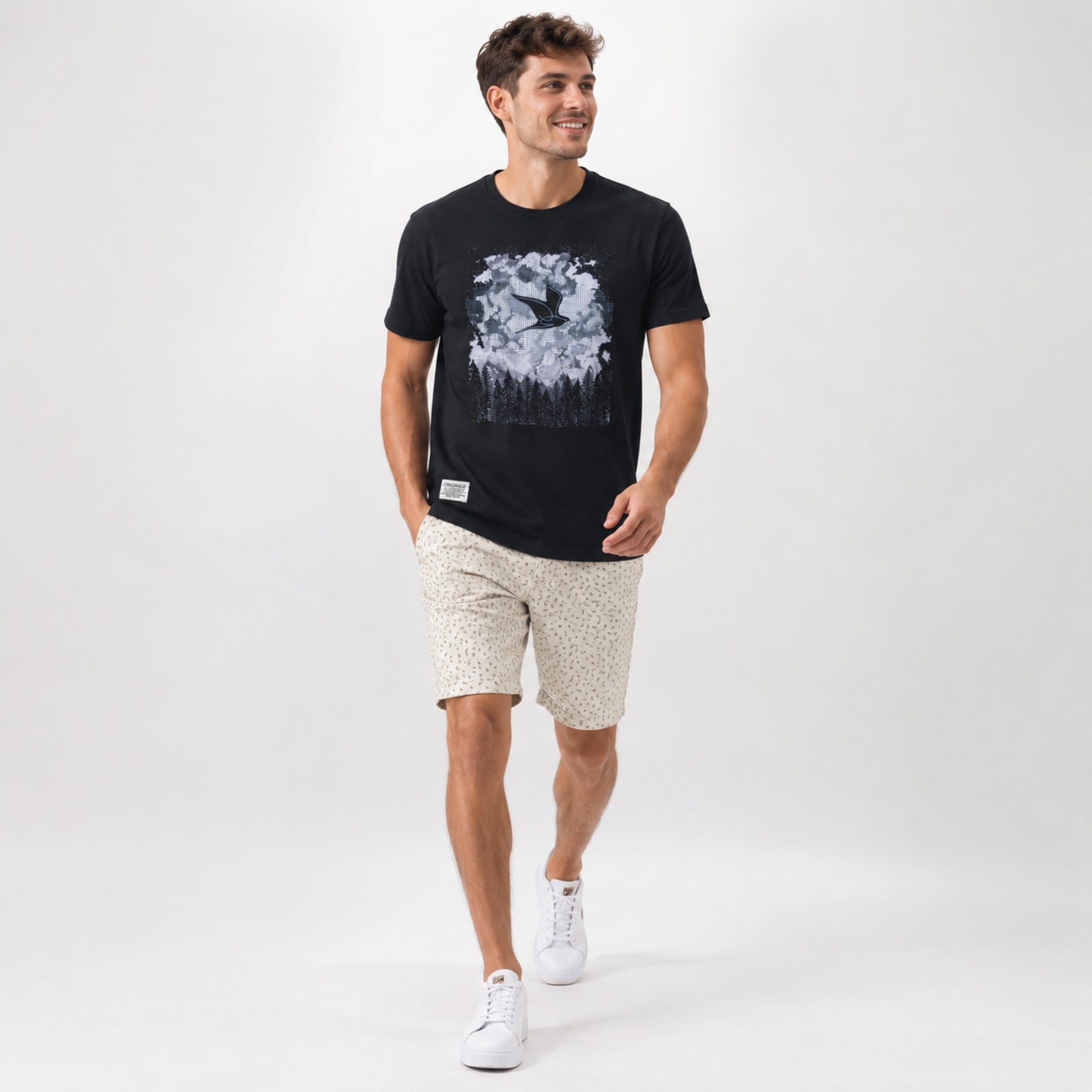Men's Black Graphic Printed T-Shirt-2