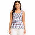 Women's Blue Printed Sleeveless Peplum Top-1