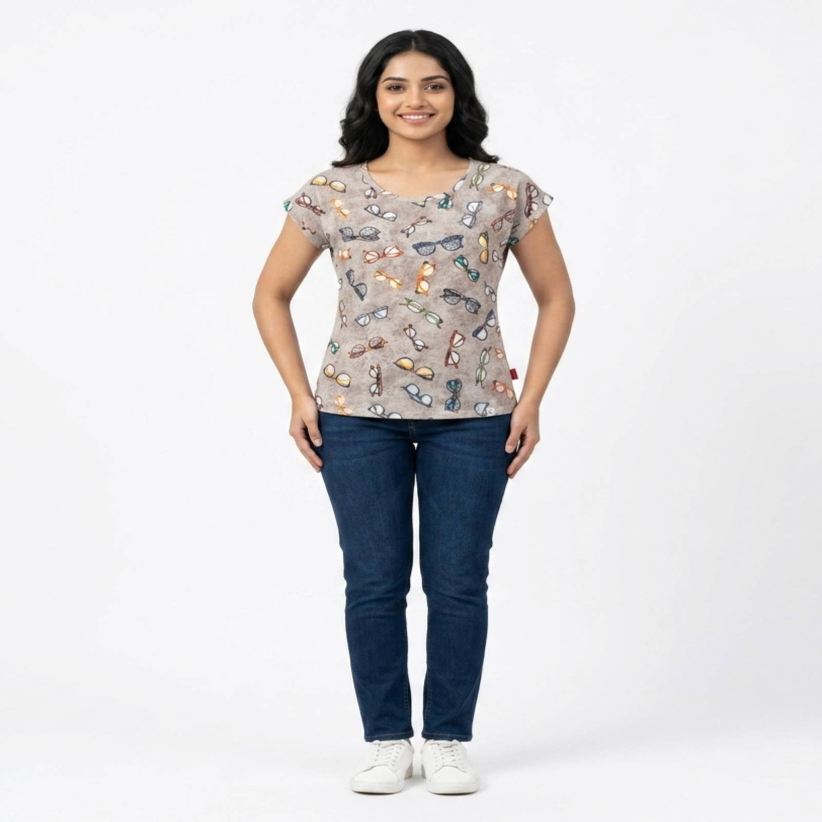 Retro Specs Print Casual Tee-1