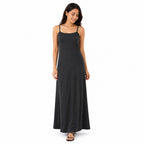 Women's Black Spaghetti Strap Flowy Maxi Dress-1