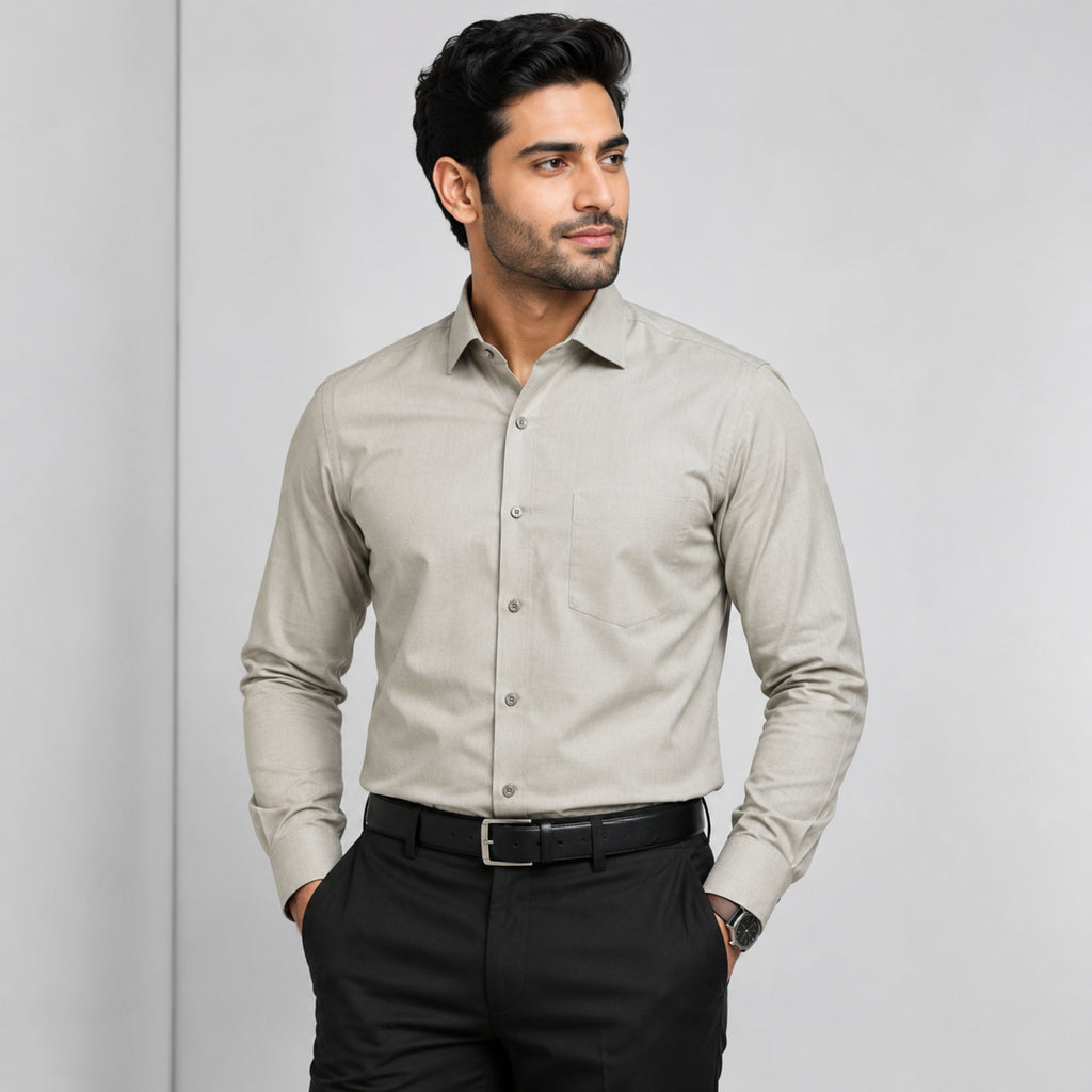 Men's Parrot Green Solid Formal Shirt-2