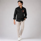 Men's Royal Lion Crest Premium Black Party Shirt-3
