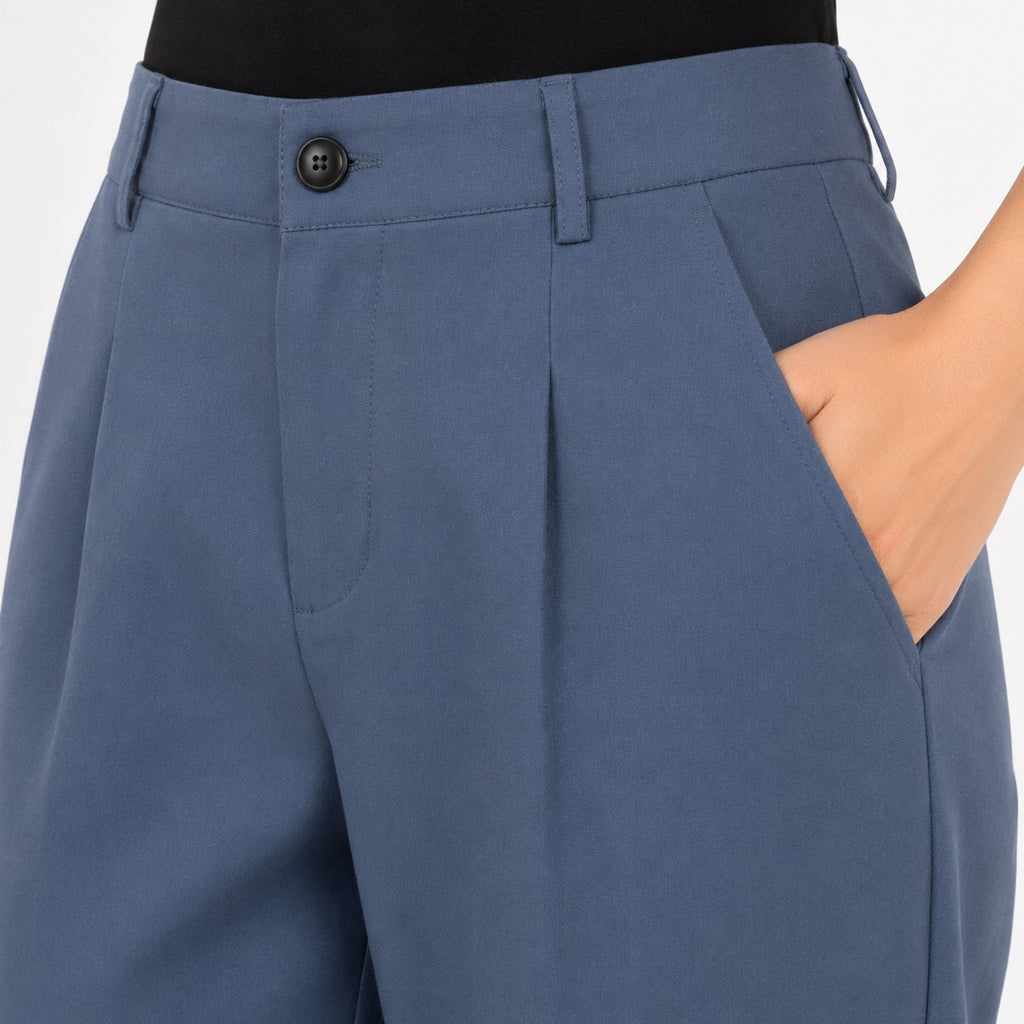 Women's Dusky Teal Elegance Trousers-1