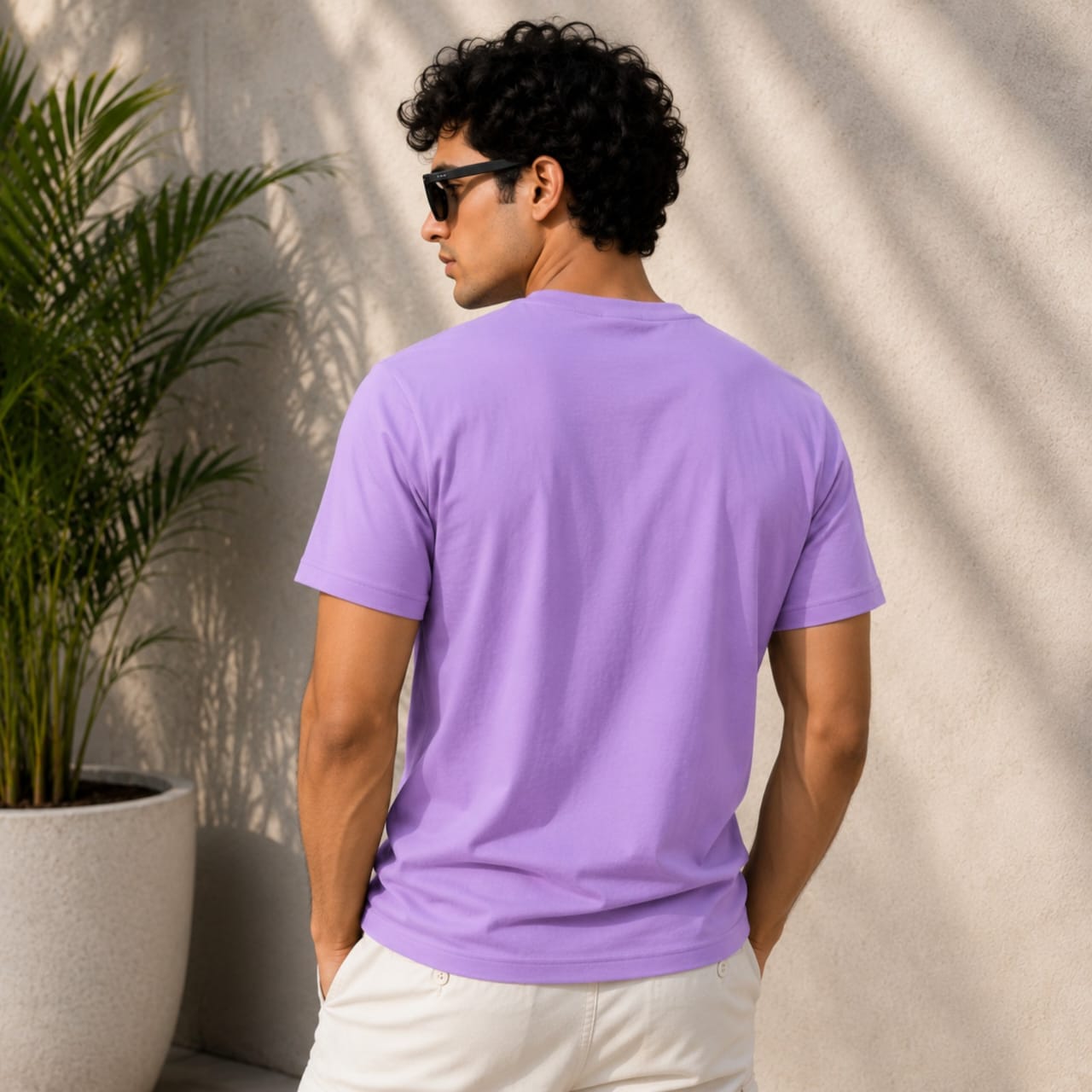Men's Pastel Lavender Essential Casual T-Shirt-3