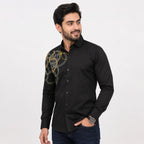 Men's Black Premium Printed Casual Shirt-2