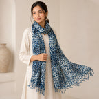 Women's Blue Animal Print Fashion Scarf-3