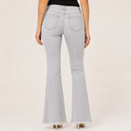 Women's Light Grey Flared Fit Denim Jeans-3