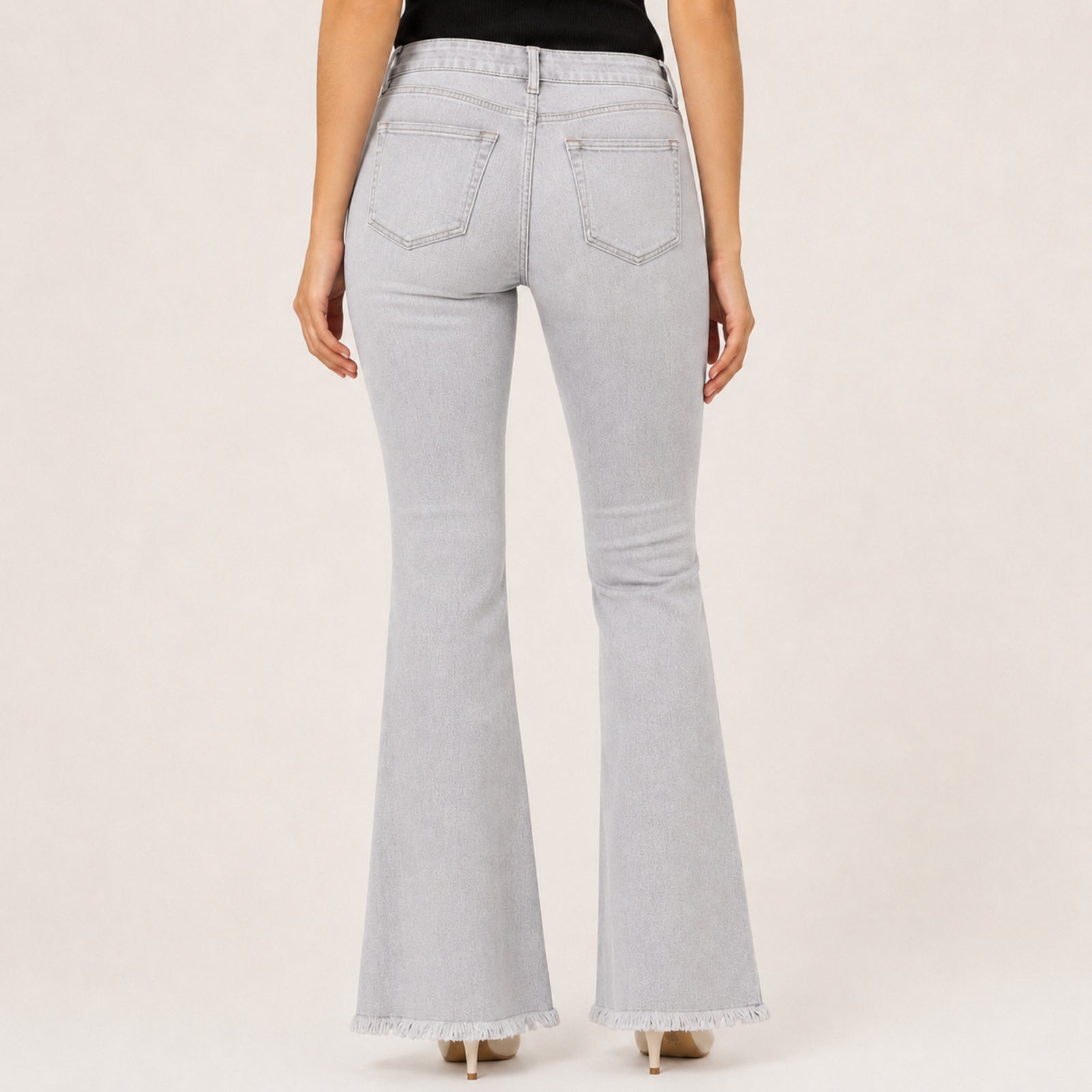 Women's Light Grey Flared Fit Denim Jeans-3
