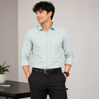 Men's Pista Green Textured Formal Shirt-4