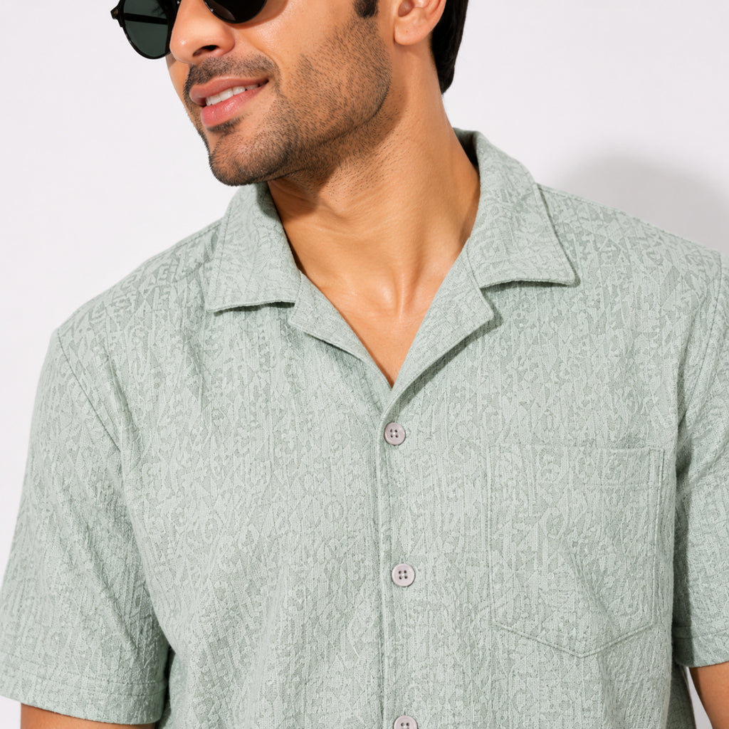 Men's Pista Green Textured Co-ord Set-1