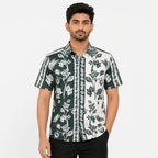 Vintage Floral Panel Print Casual Shirt-2