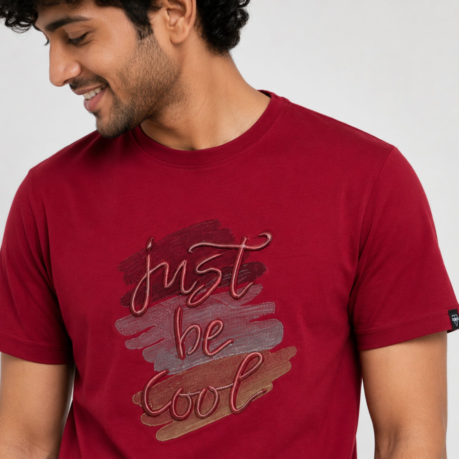 Men's Maroon Graphic Printed Casual T-Shirt-3