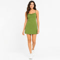 Women's Green Cowl Neck Bodycon Mini Dress-1