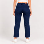 Women's Dark Blue Flared Fit Denim Jeans-4