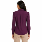 Women's Purple Collared Button-Down Shirt-2