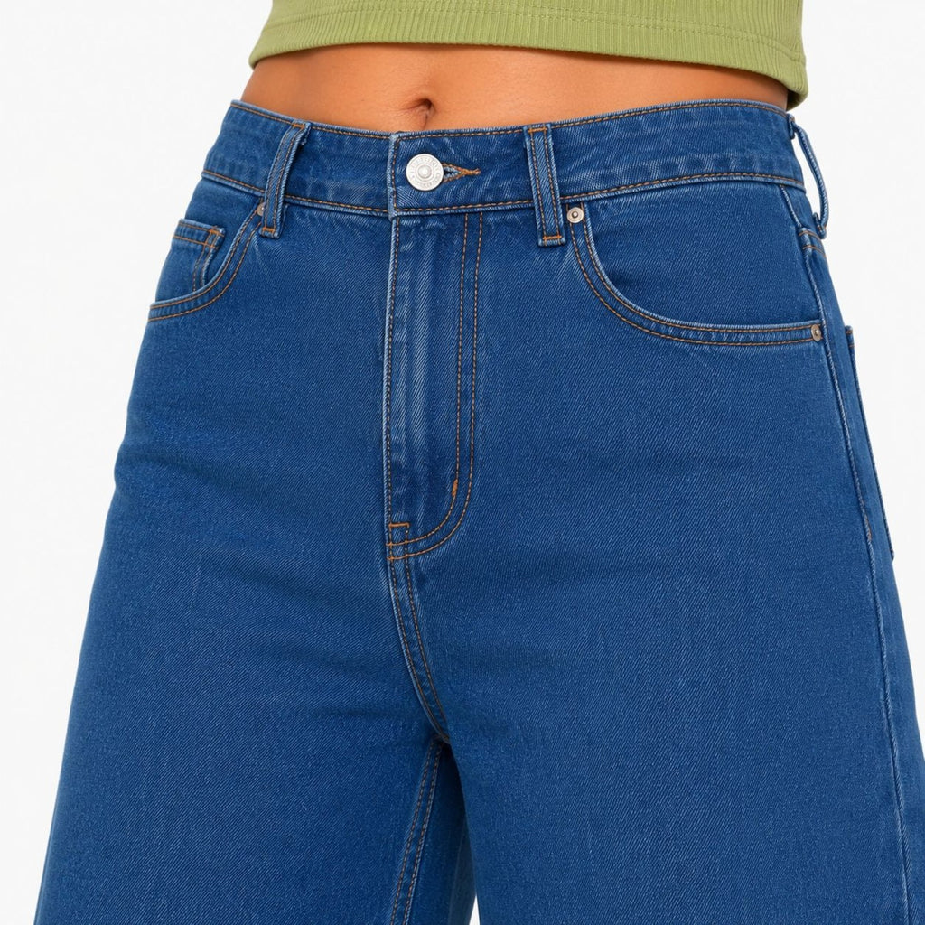 Women's Blue High-Waist Ultra Wide Leg Denim Jeans-3