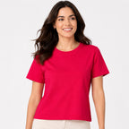 Women's Red Round Neck Half Sleeve Solid T-Shirt | Soft Casual Everyday Tee-3