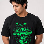 Men's Black Graphic Printed Crew Neck T-Shirt-4