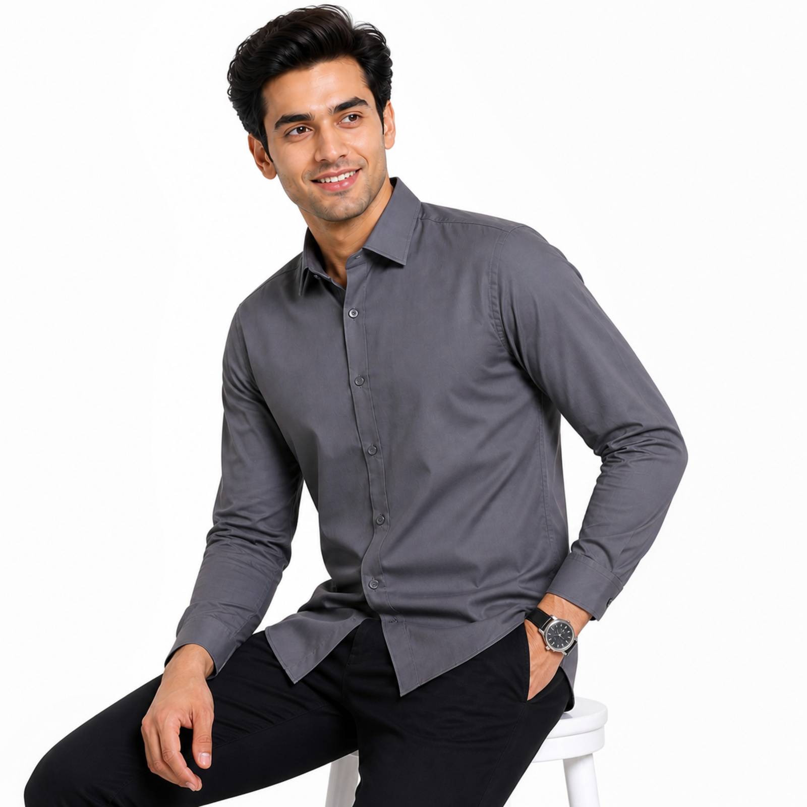 Slate Edge Slim-Fit Formal Shirt-1