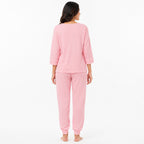 Women's Peach Relaxed Fit Top and Jogger Co-Ord Set | Solid Loungewear Two-Piece Set-4