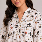 Women's Elegant Abstract Geometric Circle Print High-Low Tunic Top-3