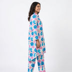 Women's Pastel Floral Printed Co-Ord Set with High-Low Kurta-4