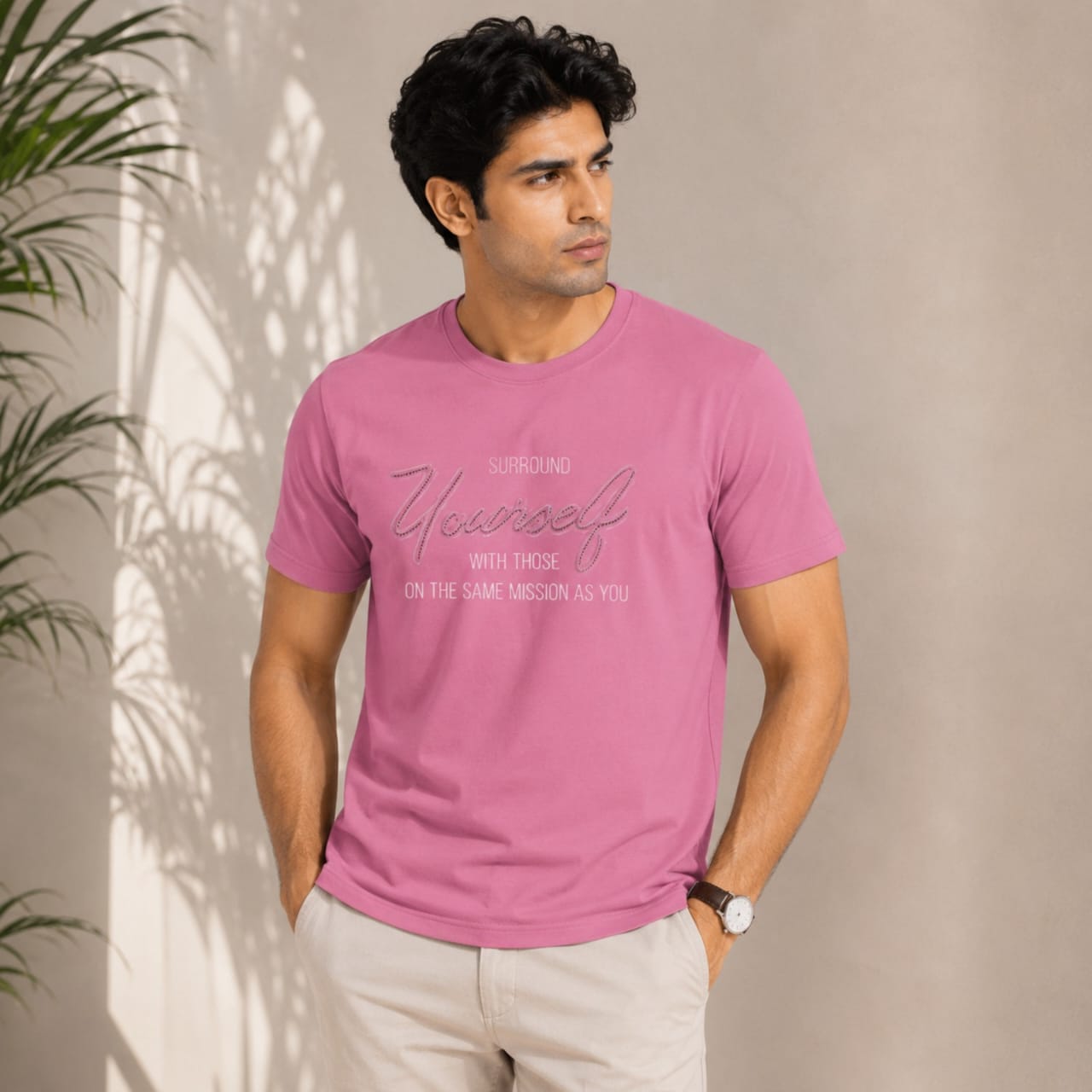 Men's Rosewood Typography Graphic Casual T-Shirt-4