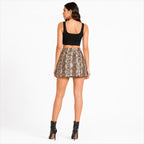 Women's Cream Snake Print Mini Skort with High-Rise Waist-4