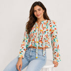 Women's Solstice Bloom Orange Printed Peplum Top-2