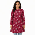 Women's Maroon Floral Printed Jacket-1