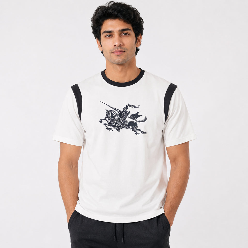 Men's White Graphic Print Crew Neck T-Shirt-1