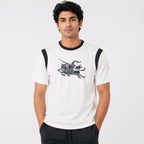 Men's White Graphic Print Crew Neck T-Shirt-1