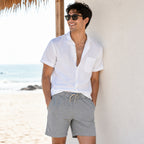 Men's Light Grey Drawstring Casual Shorts-3