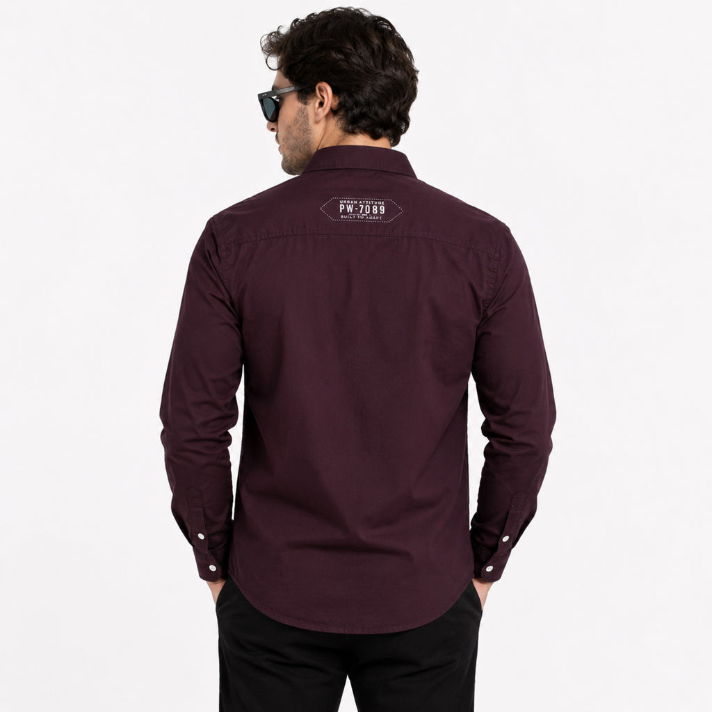 Men's Vintage Wine Utility Pocket Casual Shirt-4