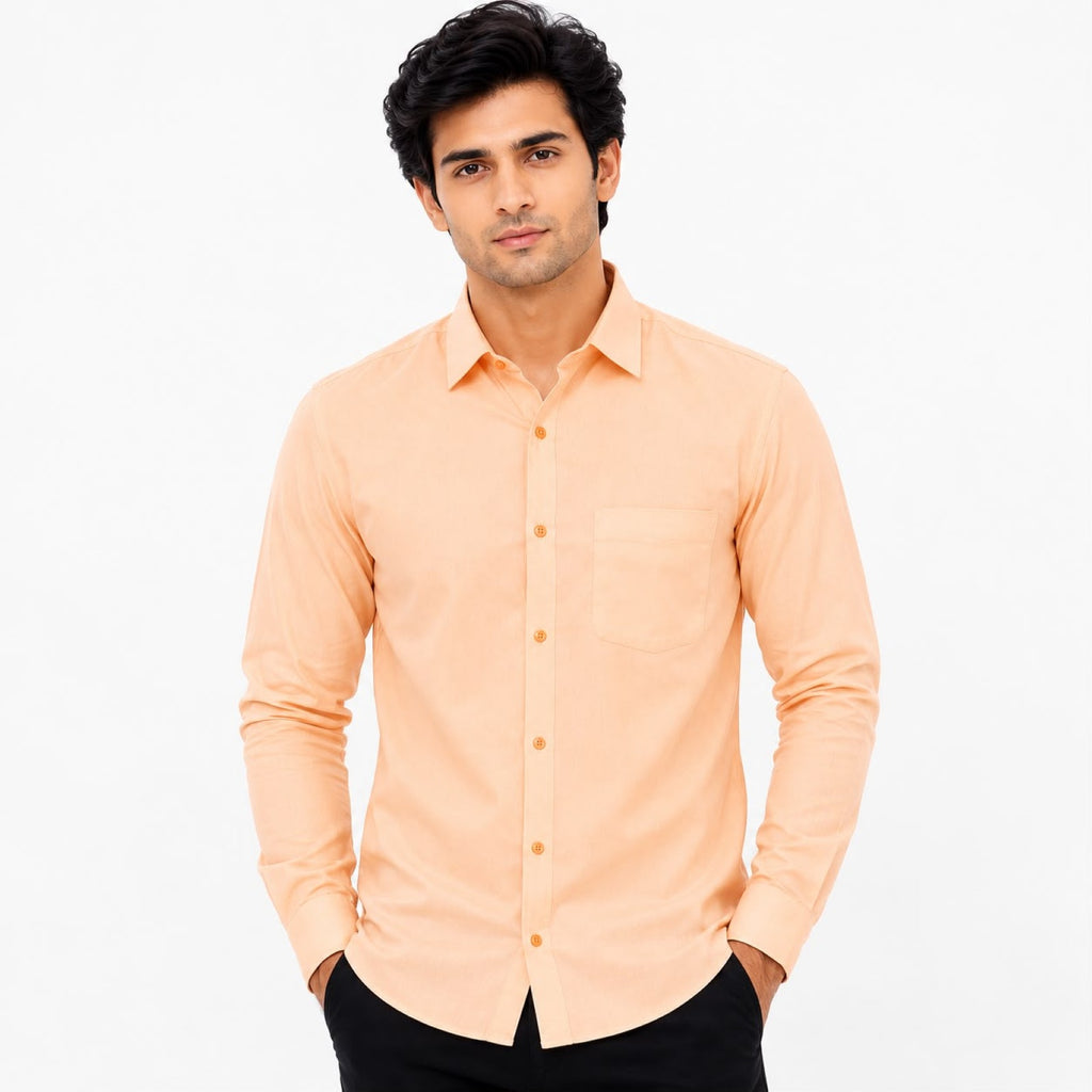 Men's Sunset Peach Essential Formal Shirt-2