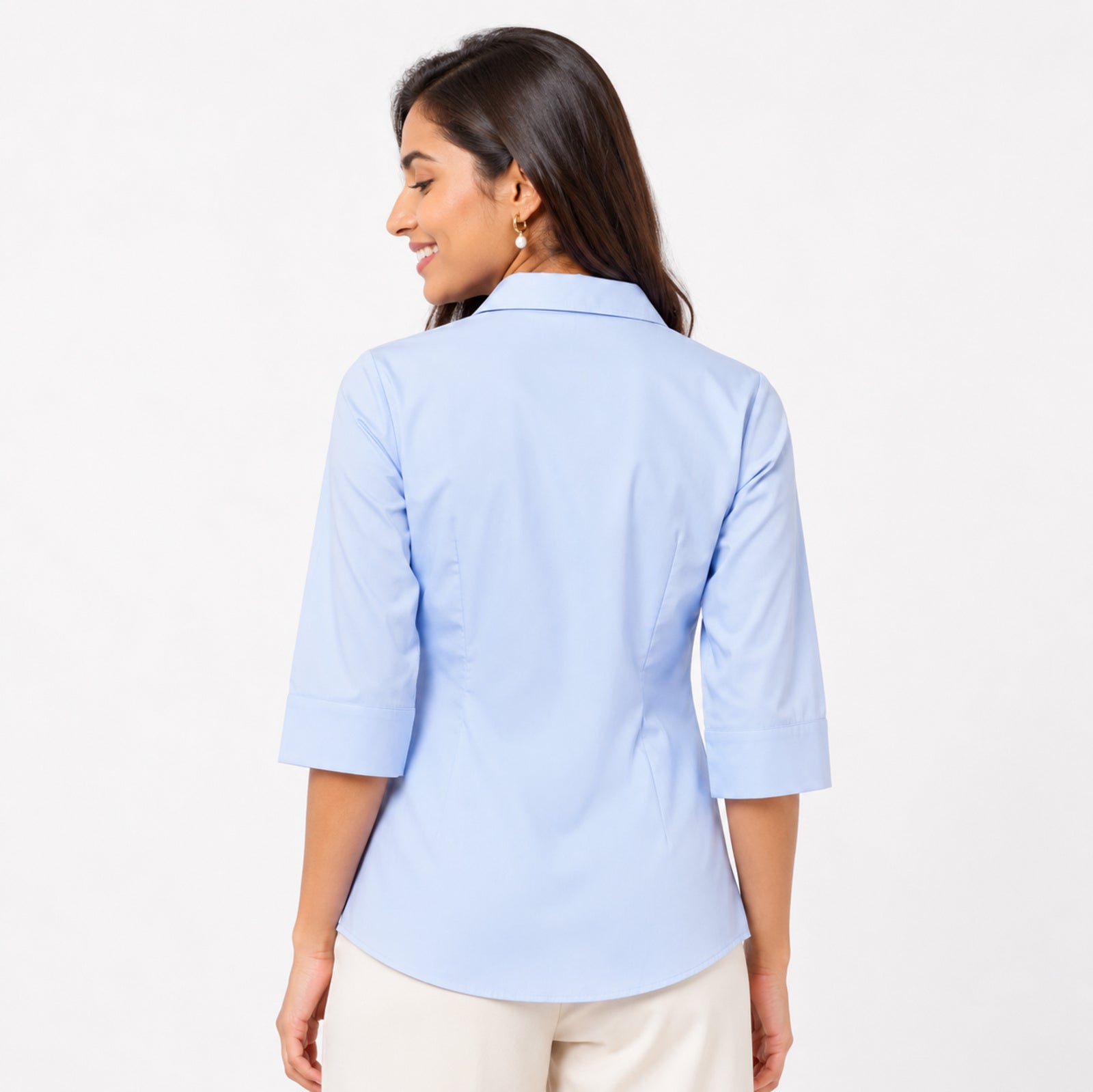Women's Sky Blue Formal Full Sleeve Shirt-2