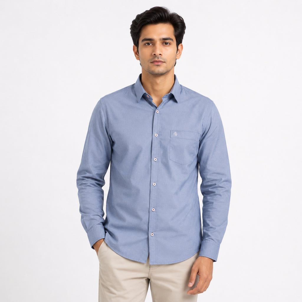 Men's Sky Blue Solid Full Sleeve Casual Shirt-1