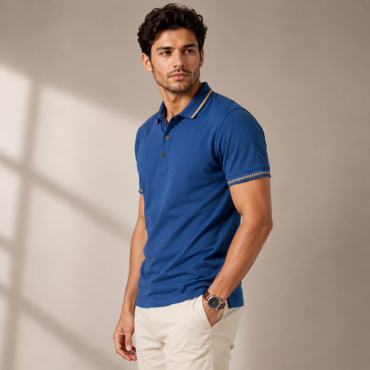 Men's Royal Blue Premium Polo T-Shirt-2