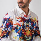 Men's White Tiger Graphic Printed Shirt-1