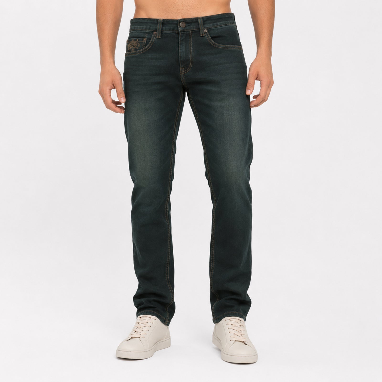Men's Dark Wash Slim Fit Denim Jeans-4