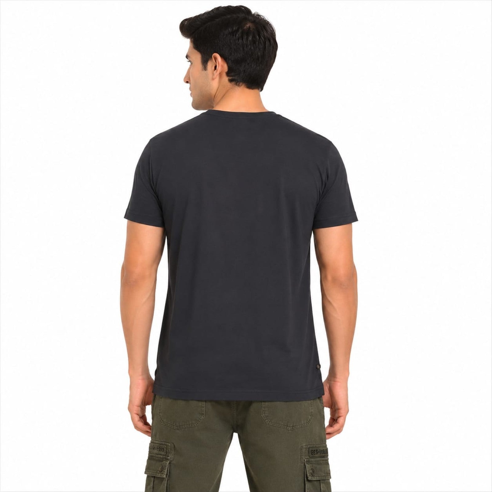 Men's Dark Grey Tonal Motivation Graphic Crew Neck T-Shirt-4