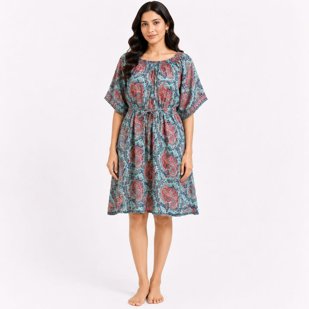 Women's Paisley Print Midi Dress-3