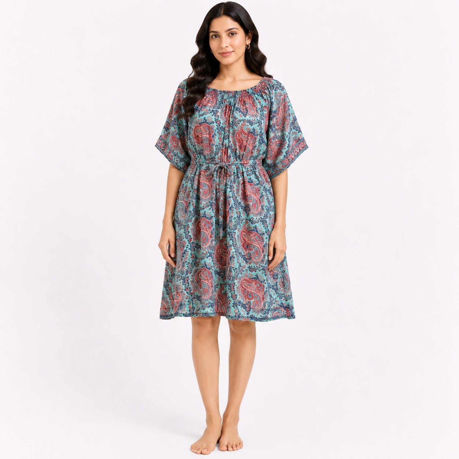 Women's Paisley Print Midi Dress-3
