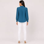 Women's Olive Green Ruffle Front Full Sleeve Shirt-2