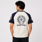 Men's Navy Blue Contrast Sleeve Graphic T-Shirt-4